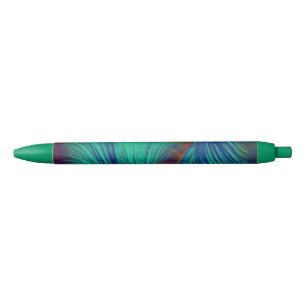 Stilvolle Green Blue Abstrakt Feathers Kugelschreiber