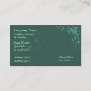 Stilvolle Green Floral Business Card Vorlage Visitenkarte