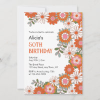 Stilvolle Groovy Hippie Blume & Leaf Geburtstag