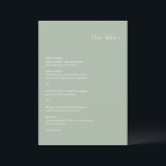 Stilvolle Grün Moderne Hochzeit Menükarte<br><div class="desc">Modernes Hochzeitsmenü mit einem schlichten und dennoch eleganten Design.</div>