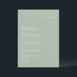 Stilvolle Grün Moderne Hochzeit Menükarte<br><div class="desc">Modernes Hochzeitsmenü mit einem schlichten und dennoch eleganten Design.</div>