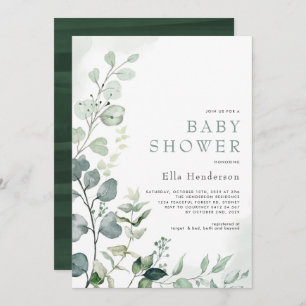 Stilvolle Grünanlage Eucalyptus Garden Baby Dusche Einladung