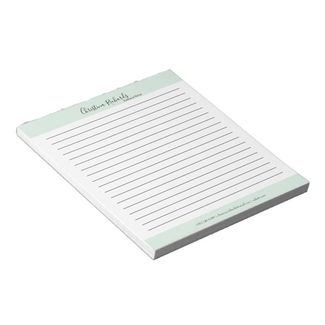 Stilvolle grüne Minimalistische Linde Notizblock (angewinkelt)