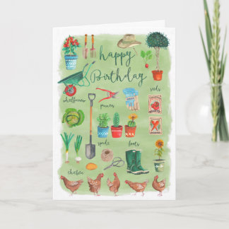Stilvolle Grüngarten Garten glücklich Geburtstag Karte