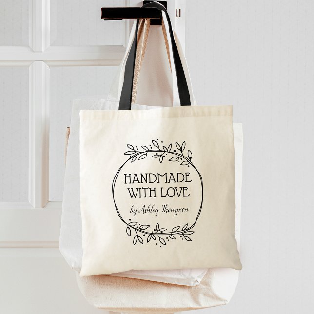 Stilvolle Grünkleider handgefertigt mit Liebe Tragetasche (Stylish Greenery Wreath Handmade With Love Tote Bag)