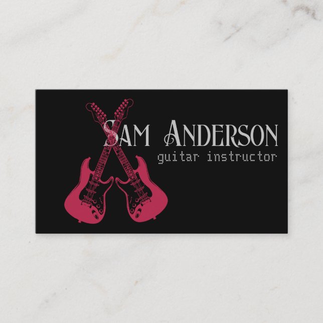 Stilvolle Guitar Calling Card Telefonnummerkarte (Vorderseite)