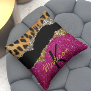 Stilvolle, gürtelfarbene Rosa-glänzende Monografie Kissen