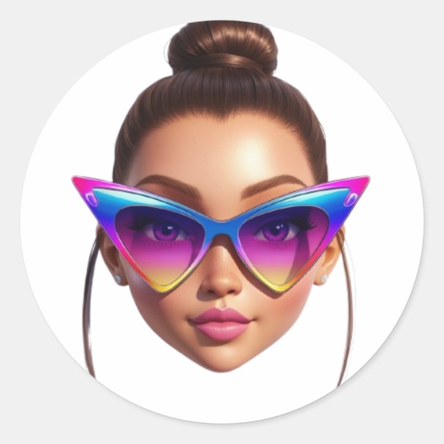 Stilvolle, gürtliche Rundkranke Runder Aufkleber (Vorderseite)