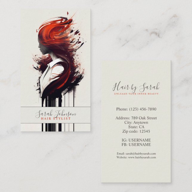 Stilvolle Hair Stylist Business Card Visitenkarte (Vorne/Hinten)