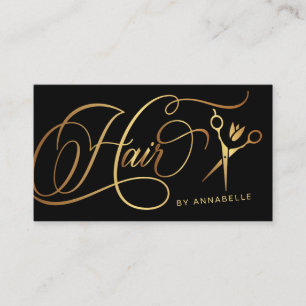 Stilvolle Hairstylist Gold & Black  Visitenkarte