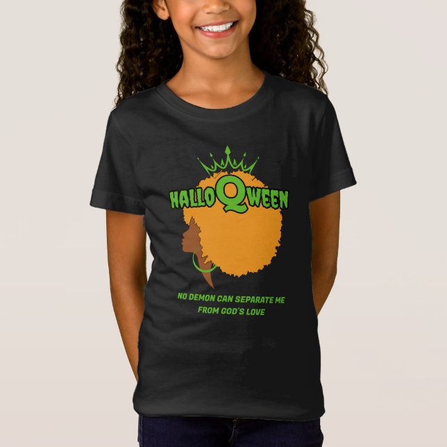 Stilvolle HALLOQWEEN Afro Queen Halloween Girls T-Shirt (Vorderseite)