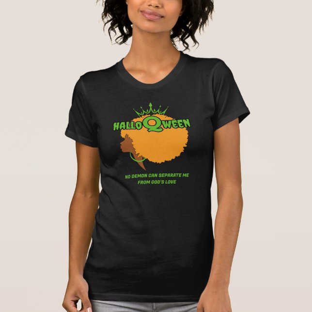 Stilvolle HALLOQWEEN Afro Queen Halloween T-Shirt (Vorderseite)