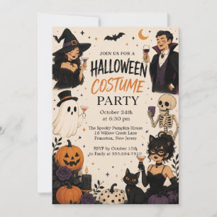 Stilvolle Halloween-Kostüm-Party-Einladung für Erw Einladung
