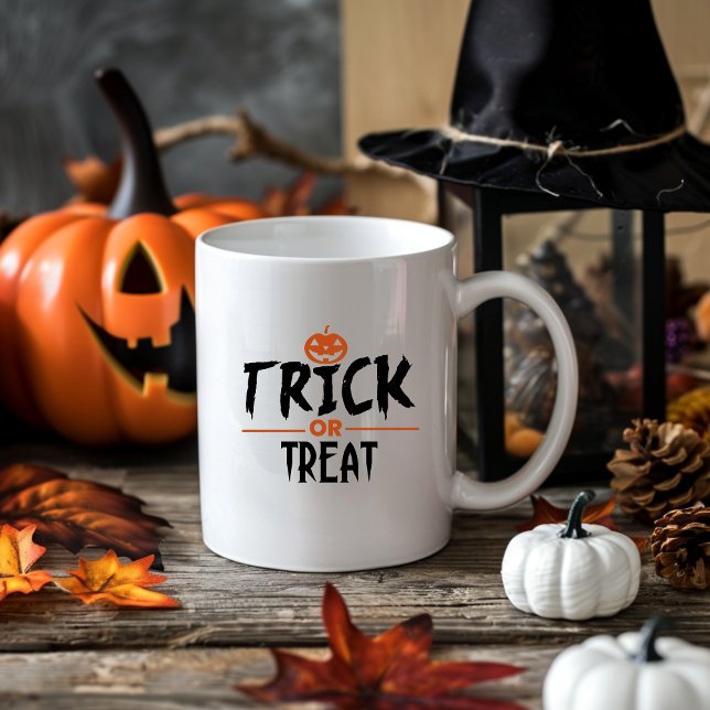 Stilvolle Halloween "Trick or Treat" Print Kaffeetasse (Stylish Halloween "Trick Or Treat" Print Coffee Mug)
