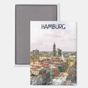 Stilvolle Hamburg Germany Hansestadt City View Magnet