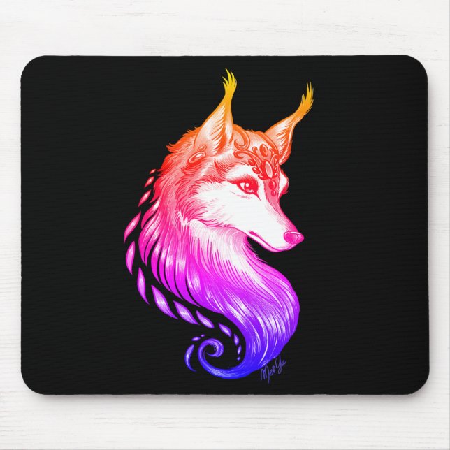 Stilvolle Hand gezeichnete Wolf-bequeme Mousepad (Vorne)