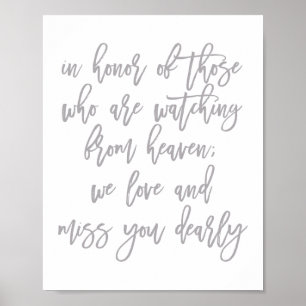 Stilvolle handgeschriebene Hochzeit Vermisste Ange Poster