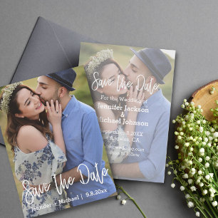 Stilvolle Handschrift 2 Foto Save the Date Karte