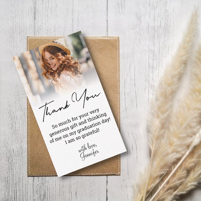 stilvolle Handschrift danke Abschluss Foto Mitteilungskarte (Von Creator hochgeladen)