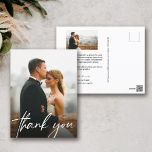 Stilvolle Handschrift-Foto-Hochzeits-Dankeschön Postkarte