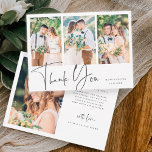 Stilvolle Handschrift für Hochzeit 4 Foto Dankeskarte<br><div class="desc">Einfache und stilvolle Hochzeitskarte mit zusätzlichem Foto und individuellem Text auf der Rückseite. Sie können diese Karte für Hochzeiten,  Abschluss,  Verlobungen,  Jubiläen oder besondere Anlässe verwenden. Für eine weiter gehende Anpassung dieses Designs klicken Sie bitte auf den BUTTON BLAU DESIGN TOOL oben!</div>