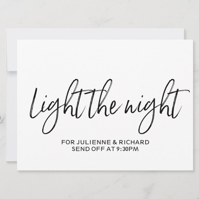 Stilvolle Handschrift "Light the Night" Zeichen Einladung (Vorderseite)