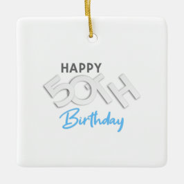 Stilvolle Happy 50. Geburtstags Typografie Keramikornament