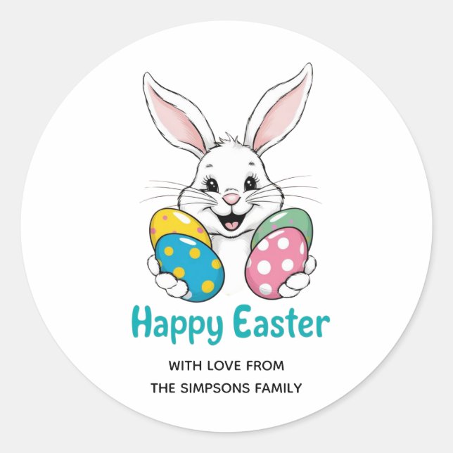 Stilvolle Haseneier Floral Frohe Ostern Aufkleber (Vorderseite)