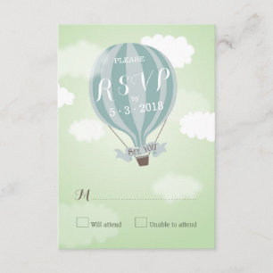 Stilvolle Heißluftblauer Ballon RSVP-Karte RSVP Karte