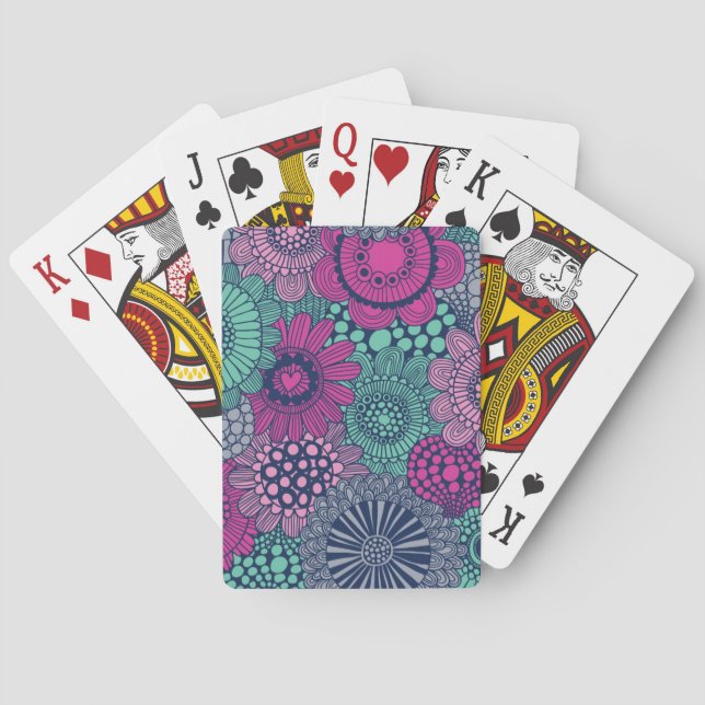 Stilvolle, helle Gestaltung wunderschöner Blume Spielkarten (Rückseite)