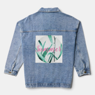 Stilvolle hellgrüne Pflanze Sommer Stimmung Jeansjacke