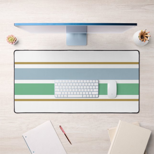 Stilvolle, hellgrüne Racing Streifen auf weiß Schreibtischunterlage (Büro 1)