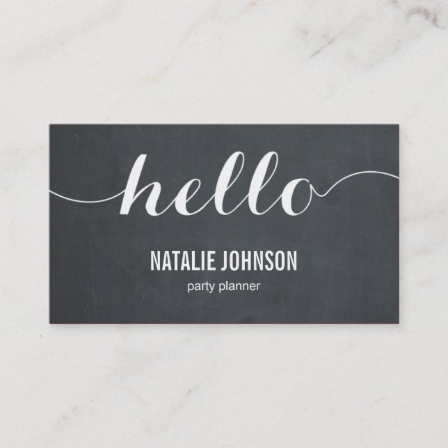 Stilvolle Hello Modern Business Card - Chalkboard Visitenkarte (Vorderseite)