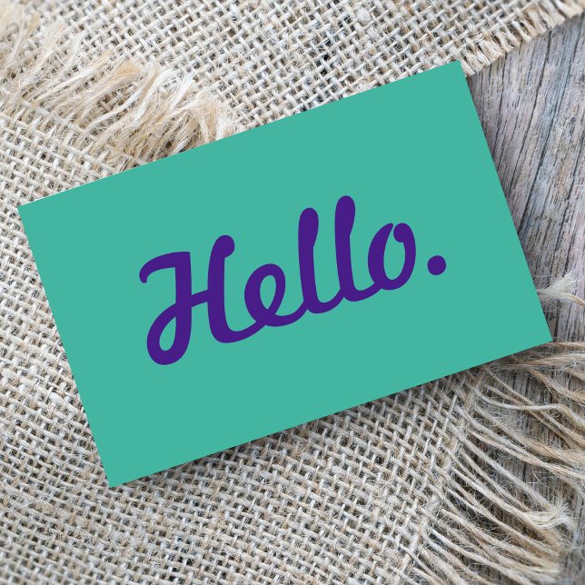 Stilvolle Hello Typografy Script Lässig Lila Visitenkarte (Von Creator hochgeladen)