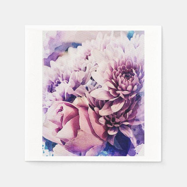 Stilvolle, hellrosa Blume Papier Napkin Serviette (Vorderseite)
