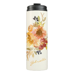 Stilvolle Herbst Wasserfarben Personalisiert Thermosbecher