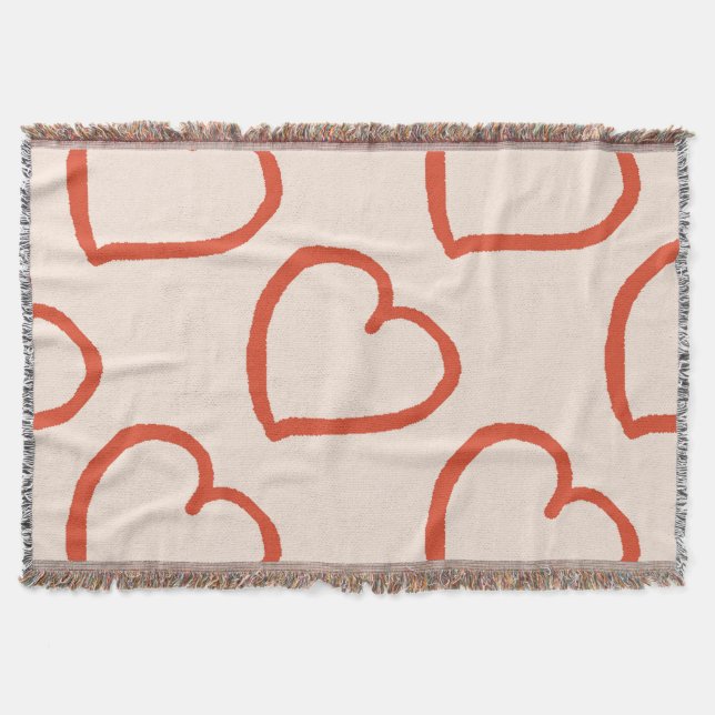 Stilvolle Herzen rot auf rosa Decke (Vorderseite)