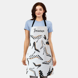 Stilvolle High Heels Schwarz und Weiß Schürze