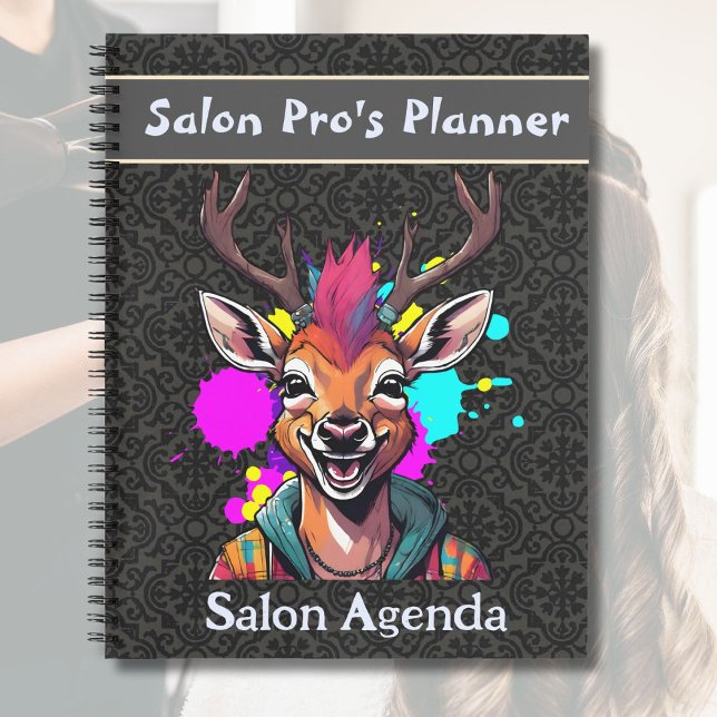 Stilvolle Hirschgeschenke für Friseursalon-Stylist Notizbuch (Stylish Deer Gifts for Hairdressers Hair Stylists)