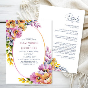Stilvolle Hochzeit in Rosa und Orange Einladung