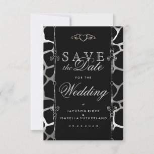 Stilvolle Hochzeit in Silver & Black Giraffe Muste Save The Date