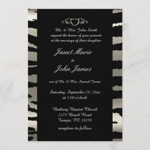 Stilvolle Hochzeit in Silver & Black Zebra Streife Einladung