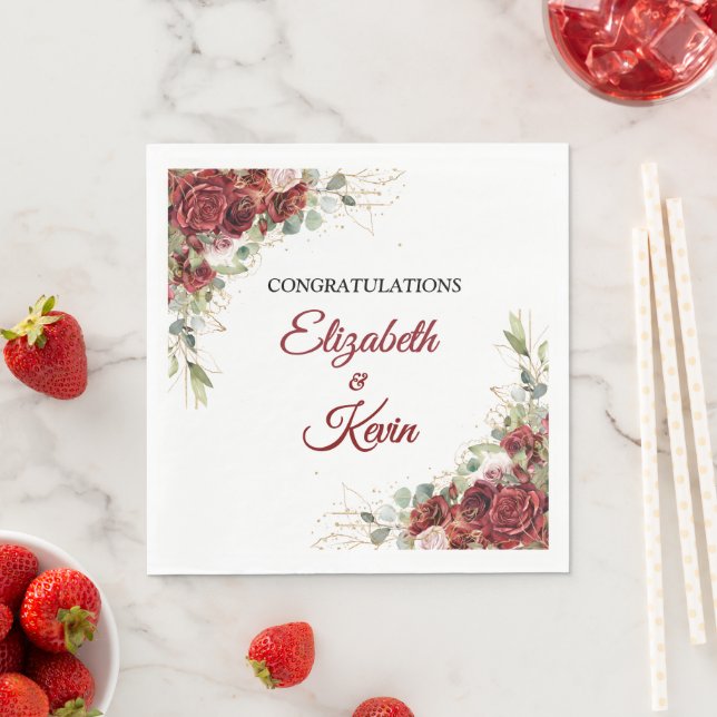 Stilvolle Hochzeit rote Rose Serviette (Beispiel)