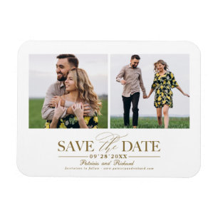 Stilvolle Hochzeit Save the Date 2 Fotos Magnet