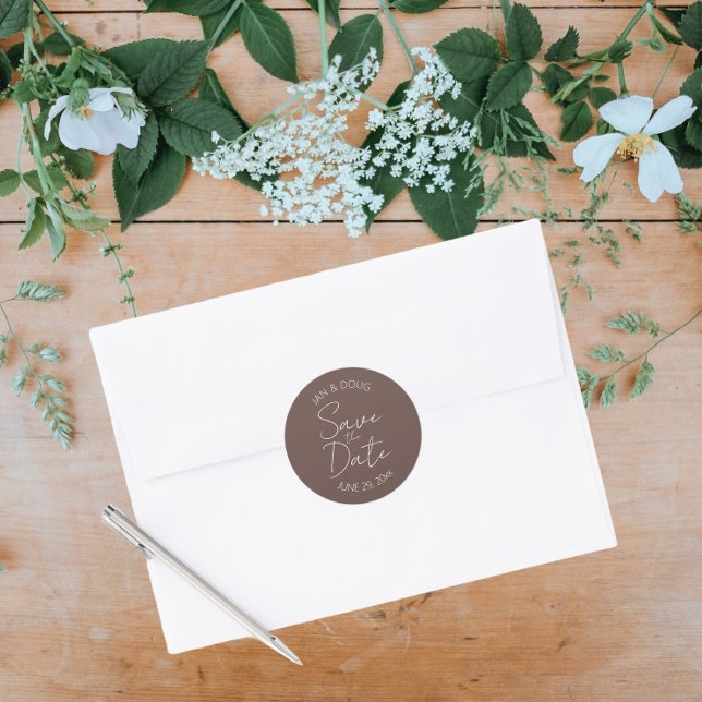 Stilvolle Hochzeit speichern das Datum Runder Aufkleber (In Situ Wedding)