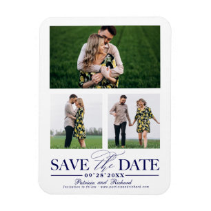 Stilvolle Hochzeit speichern Sie das Datum 3 Foto Magnet