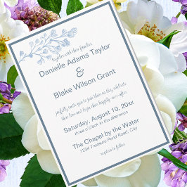 Stilvolle Hochzeit von Dusty Blue & White Modern F Einladung