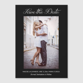 Stilvolle Hochzeitsstichtage Verlobung Foto Schwar Magneteinladung