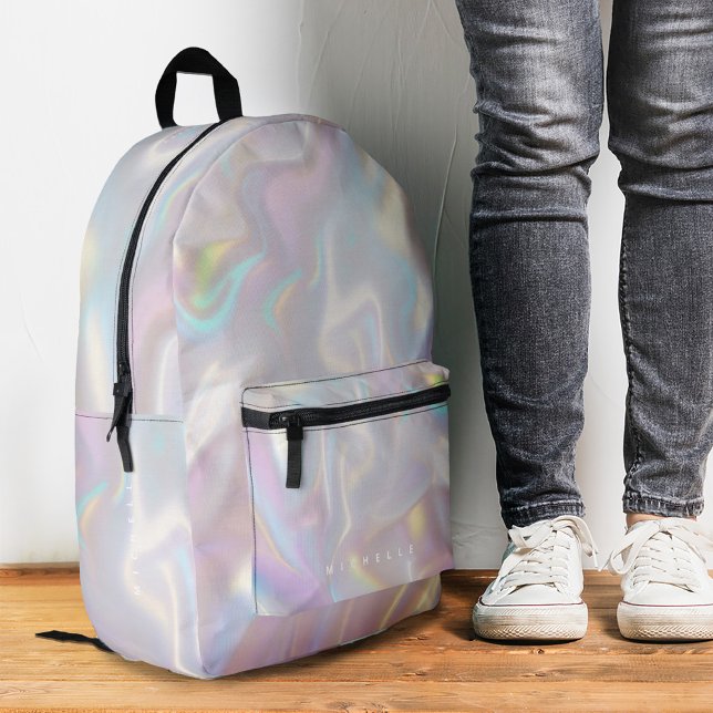 Stilvolle Holographic Pink Pearl Girly Bedruckter Rucksack (Stylish Holographic Pink Pearl Girly Printed Backpack
)