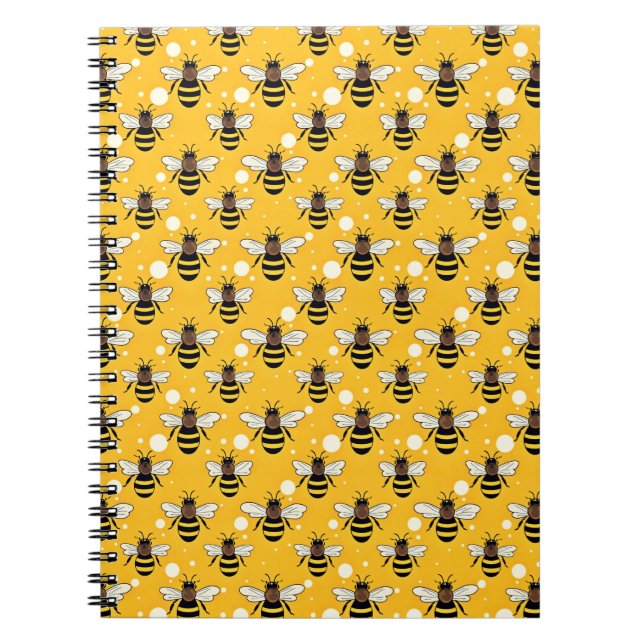 Stilvolle Honeybees Muster Gelb Notizblock (Vorderseite)
